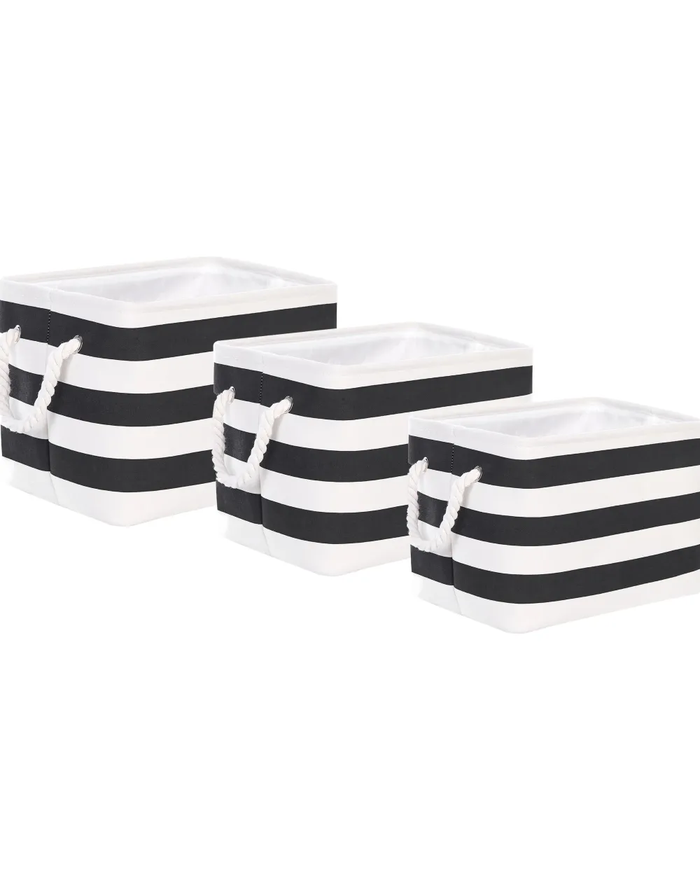 Säilytys<Beliani Kangaskori Musta/Valkoinen 3 Kpl Darqab