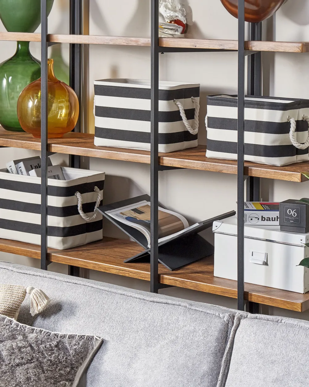 Säilytys<Beliani Kangaskori Musta/Valkoinen 3 Kpl Darqab