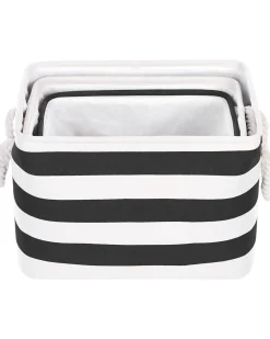 Säilytys<Beliani Kangaskori Musta/Valkoinen 3 Kpl Darqab