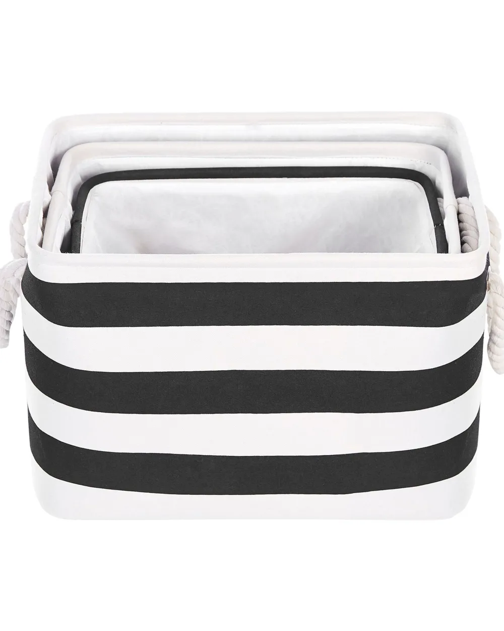 Säilytys<Beliani Kangaskori Musta/Valkoinen 3 Kpl Darqab