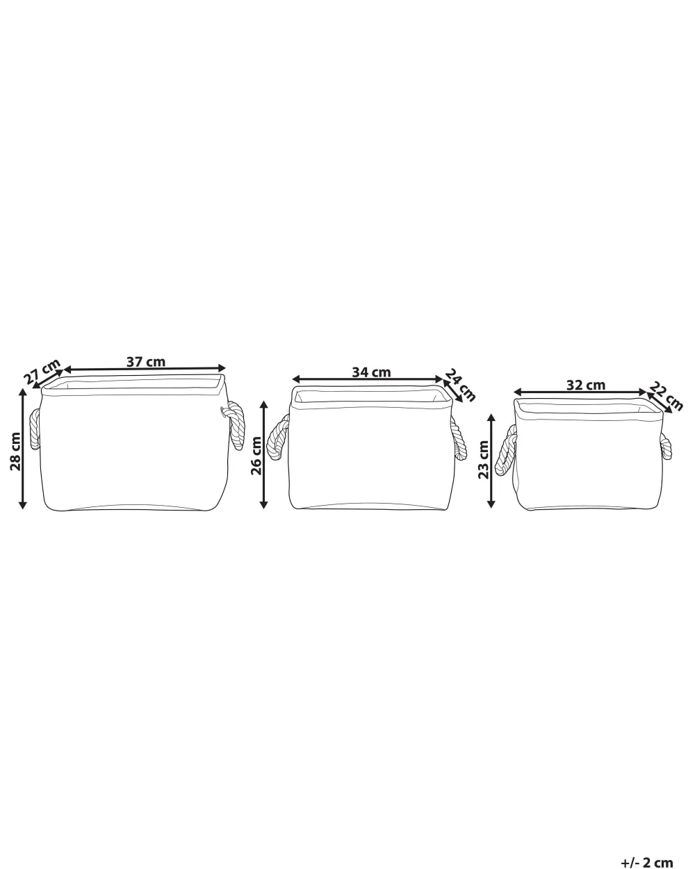 Säilytys<Beliani Kangaskori Musta/Valkoinen 3 Kpl Darqab