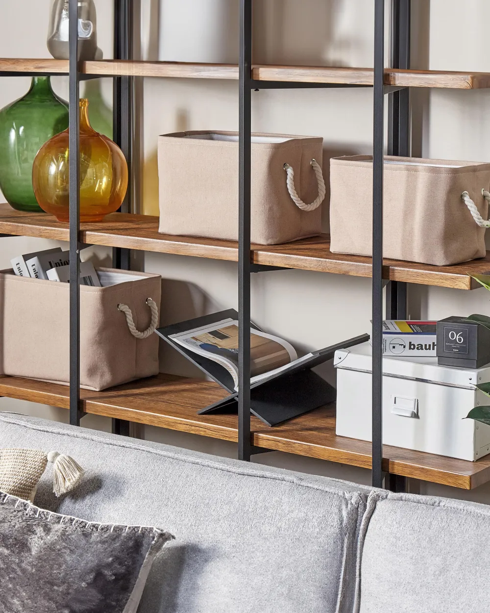 Säilytys<Beliani Kangaskori Ruskeanharmaa 3 Kpl Darqab