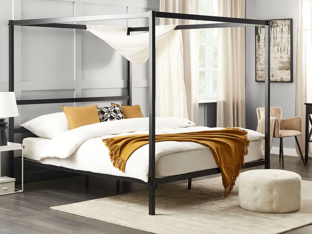 Sängyt<Beliani Katossanky Metalli Musta 180 X 200 Cm Lestards