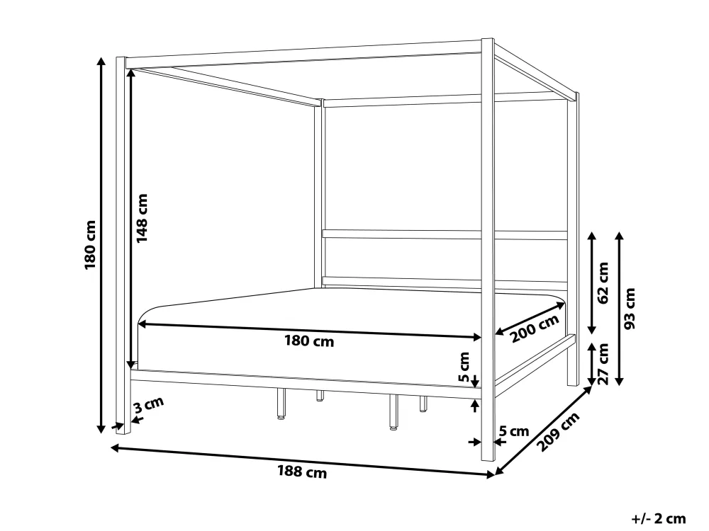 Sängyt<Beliani Katossanky Metalli Musta 180 X 200 Cm Lestards