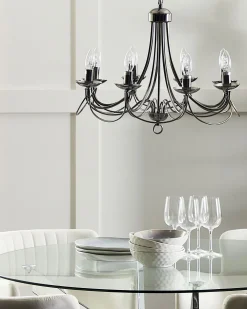 Valaisimet<Beliani Kattokruunu 8 Polttimoa Metalli Musta Teesta