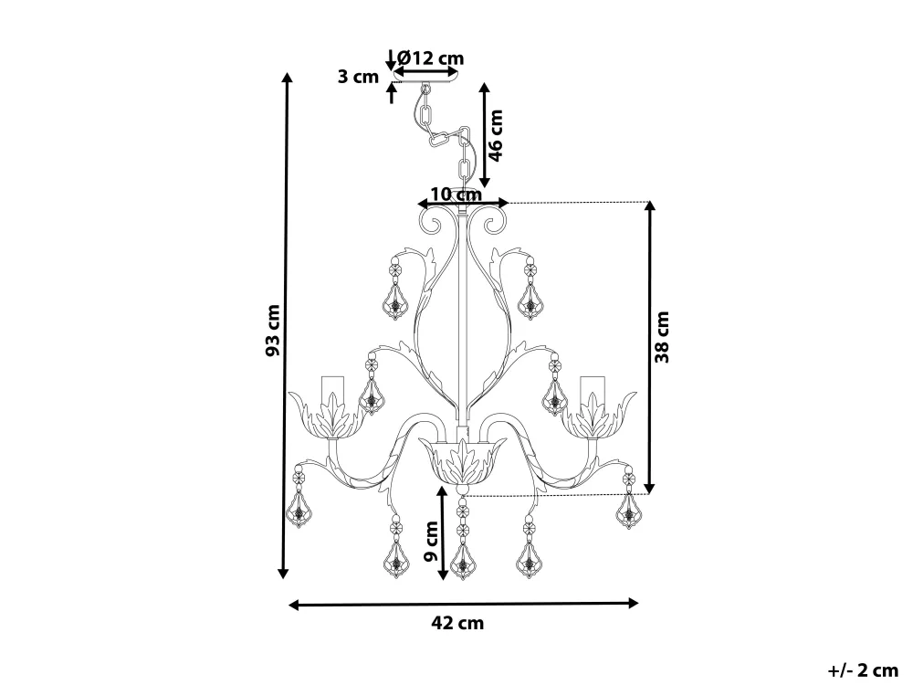 Sale Beliani Kattokruunu 3 Polttimoa Rauta Harmaa Isen