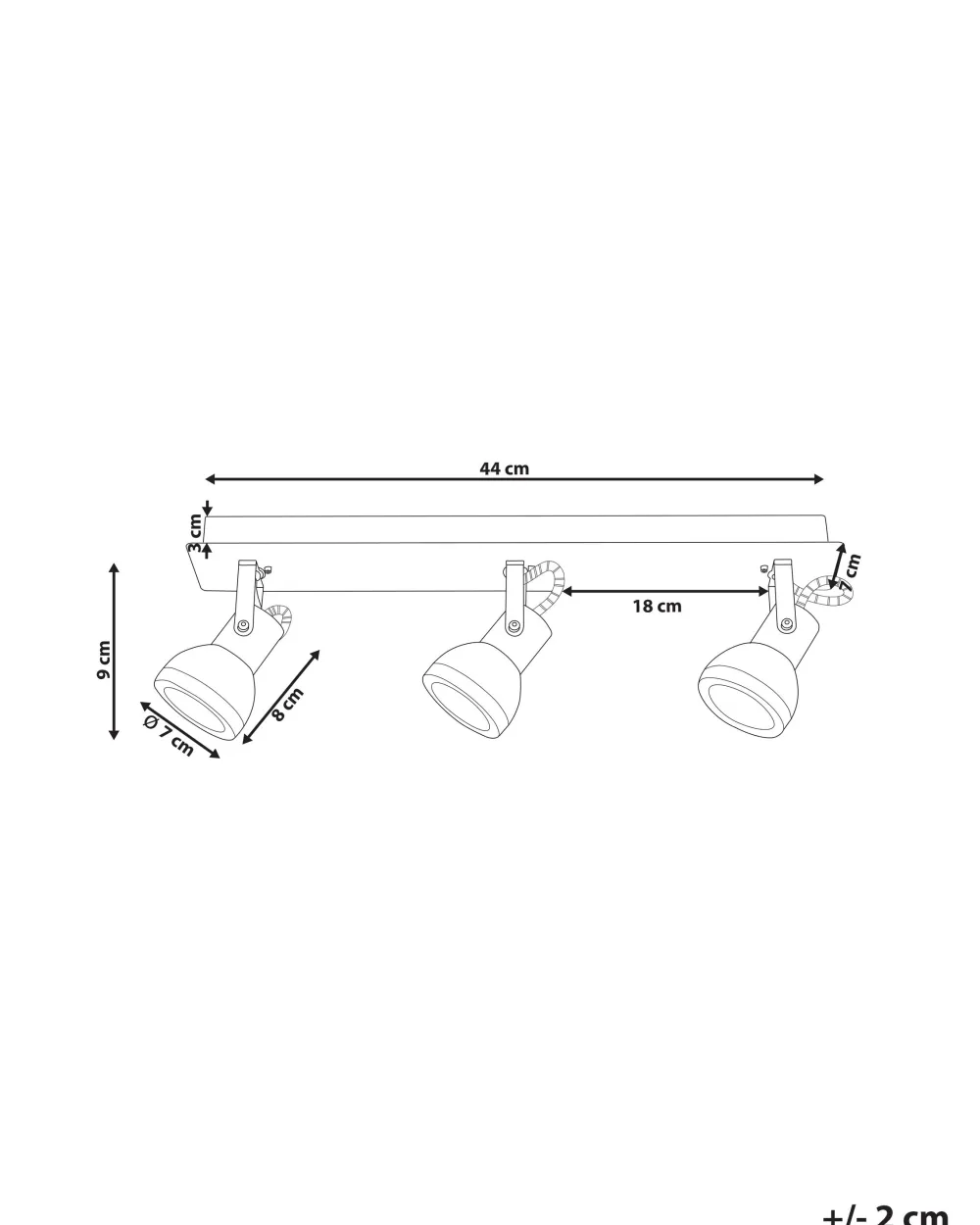 Valaisimet<Beliani Kattovalaisin 3 Polttimoa Rauta Valkoinen/Musta Baro