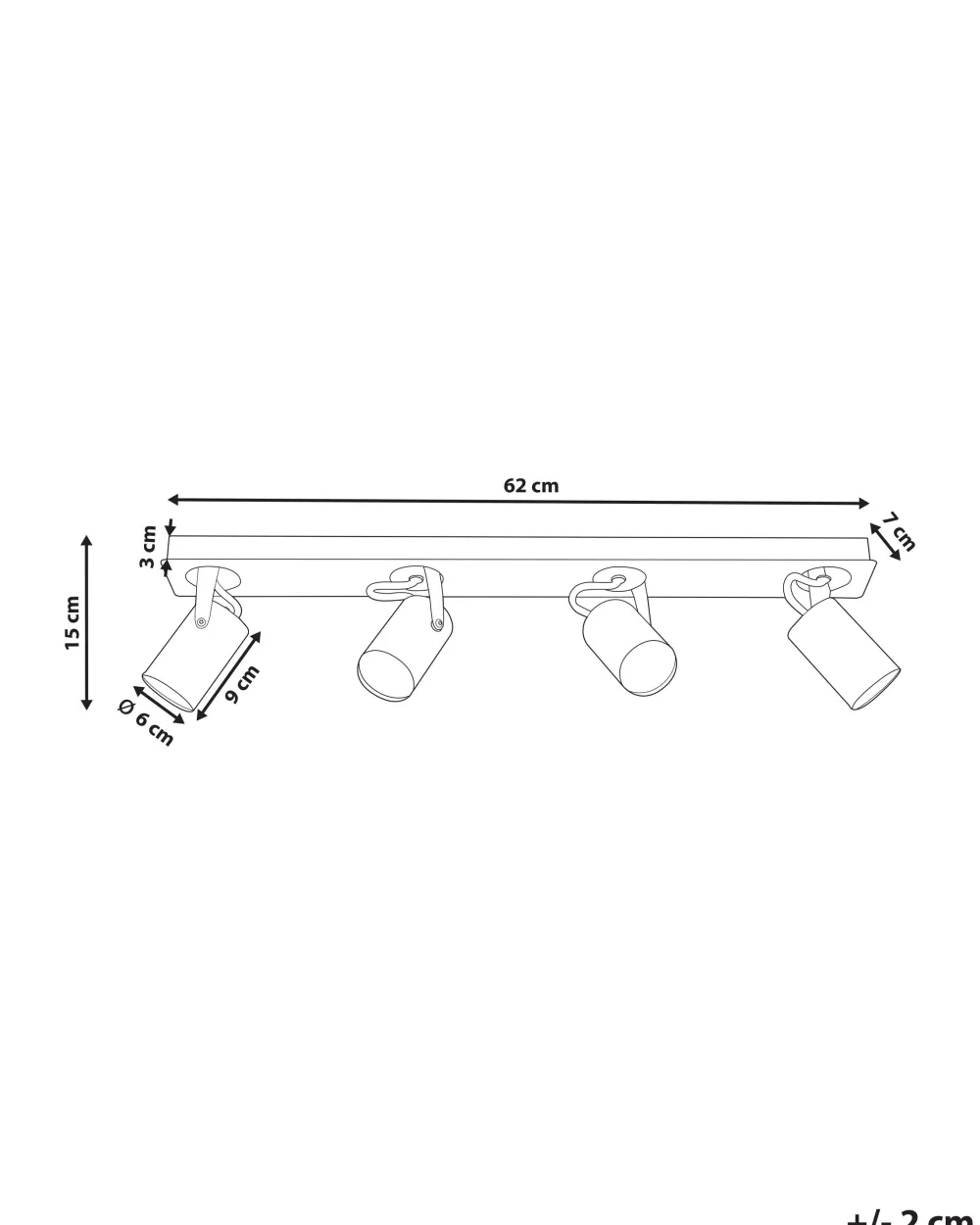 Valaisimet<Beliani Kattovalaisin 4 Polttimoa Metalli Musta Klip