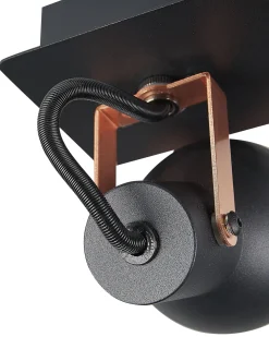 Shop Beliani Kattovalaisin 2 Polttimoa Rauta Musta/Kupari Baro