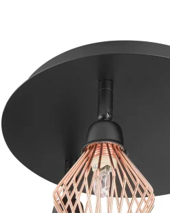 Valaisimet<Beliani Kattovalaisin 3 Polttimoa Metalli Musta/Kupari Volga