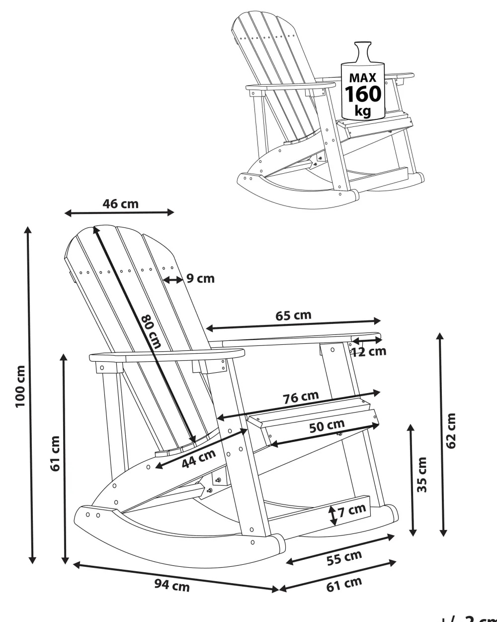 Tuolit<Beliani Keinutuoli Muovipuu Vaaleanharmaa Adirondack