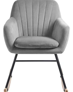 Nojatuolit<Beliani Keinutuoli Sametti Harmaa Liarum