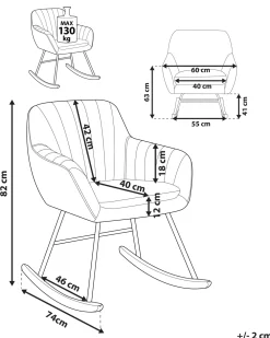 Nojatuolit<Beliani Keinutuoli Sametti Harmaa Liarum