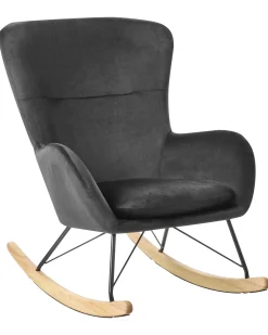 Tuolit<Beliani Keinutuoli Sametti Musta Ellan