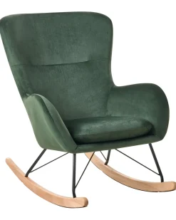 Best Sale Beliani Keinutuoli Sametti Tummanvihrea Ellan