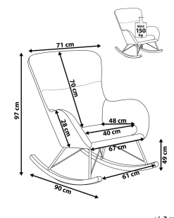 Best Sale Beliani Keinutuoli Sametti Vaaleanharmaa Ellan