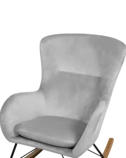 Best Sale Beliani Keinutuoli Sametti Vaaleanharmaa Ellan