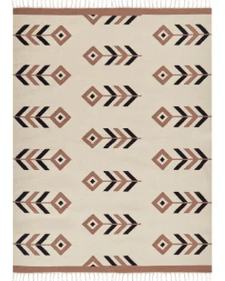 Matot<Beliani Kelim-Matto Puuvilla Beige/Musta 160 X 230 Cm Niavan