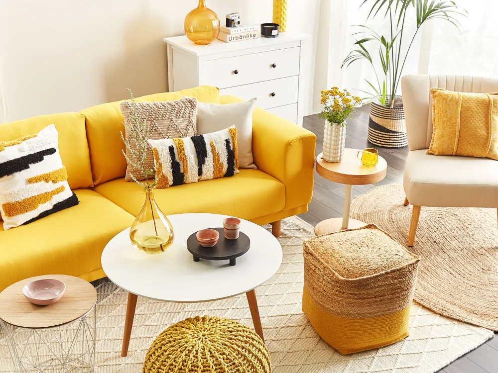 Hot Beliani Keltainen Juuttirahi 44 X 44 Cm Kirama