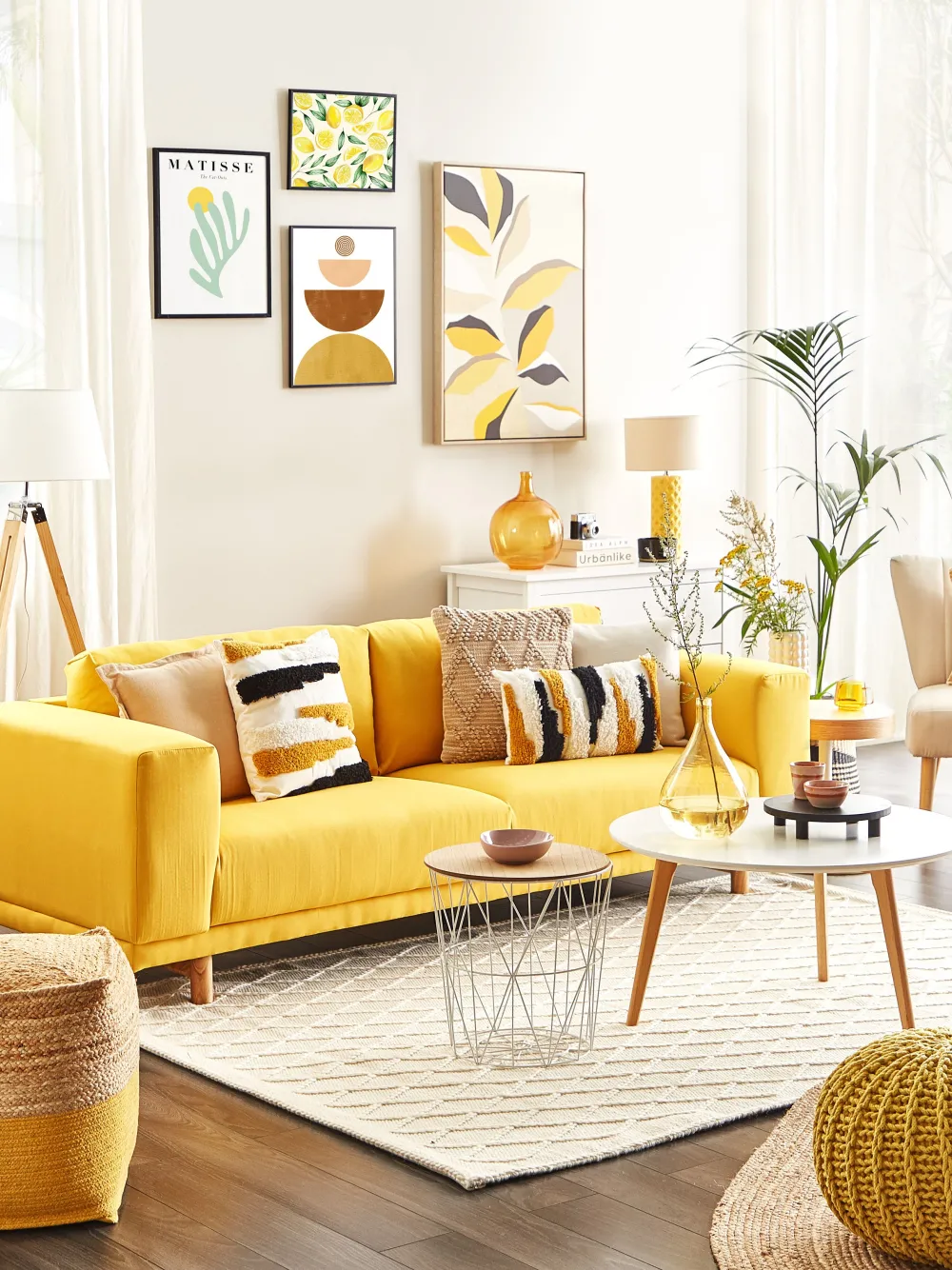 Hot Beliani Keltainen Juuttirahi 44 X 44 Cm Kirama