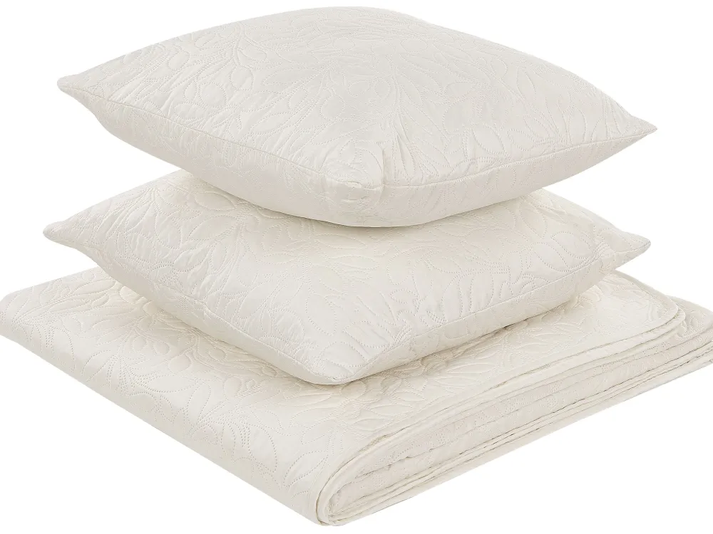 Tekstiilit<Beliani Kermanvalkoinen Kohokuvioitu Paivapeittosetti 160 X 220 Rudkhan