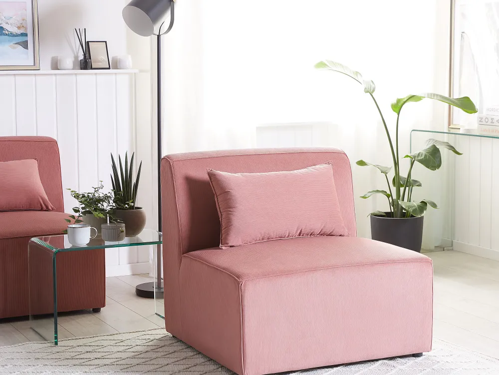 Nojatuolit<Beliani Keskimoduuli Vakosametti Vaaleanpunainen Lemvig