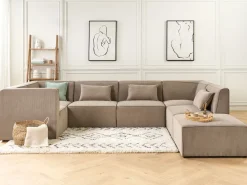 Nojatuolit<Beliani Keskimoduuli Vakosametti Ruskeanharmaa Lemvig