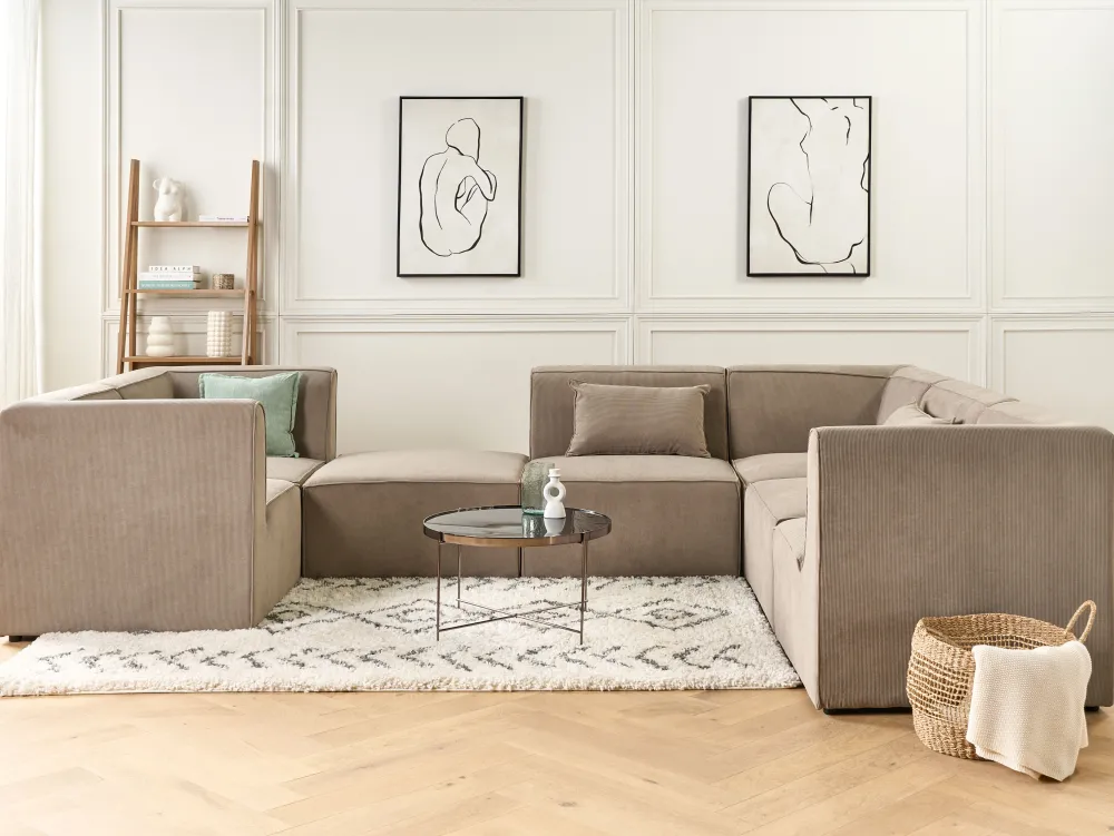 Nojatuolit<Beliani Keskimoduuli Vakosametti Ruskeanharmaa Lemvig