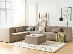 Nojatuolit<Beliani Keskimoduuli Vakosametti Ruskeanharmaa Lemvig