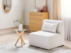 Nojatuolit<Beliani Keskimoduuli Vakosametti Luonnonvalkoinen Lemvig