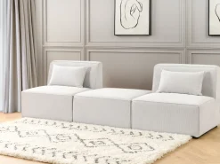 Nojatuolit<Beliani Keskimoduuli Vakosametti Luonnonvalkoinen Lemvig