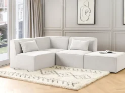 Nojatuolit<Beliani Keskimoduuli Vakosametti Luonnonvalkoinen Lemvig