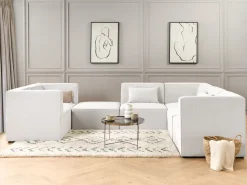 Nojatuolit<Beliani Keskimoduuli Vakosametti Luonnonvalkoinen Lemvig