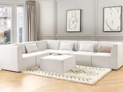 Nojatuolit<Beliani Keskimoduuli Vakosametti Luonnonvalkoinen Lemvig