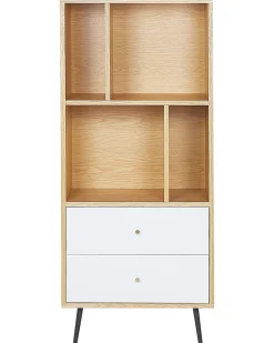 New Beliani Kirjahylly 4 Hyllya 2 Laatikkoa Vaalea Puu/Valkoinen Richmond