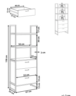 Säilytys<Beliani Kirjahylly 3 Hyllya 3 Laatikkoa Tumma Puu/Musta Tifton