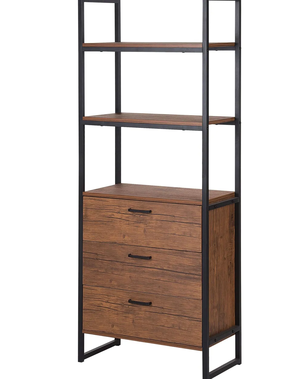 Säilytys<Beliani Kirjahylly 3 Hyllya 3 Laatikkoa Tumma Puu/Musta Tifton