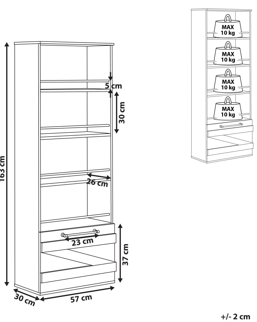 Säilytys<Beliani Kirjahylly 4 Hyllya Kaappi Vaalea Puu/Musta Salter