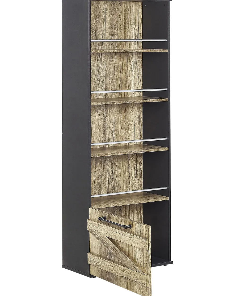 Säilytys<Beliani Kirjahylly 4 Hyllya Kaappi Vaalea Puu/Musta Salter