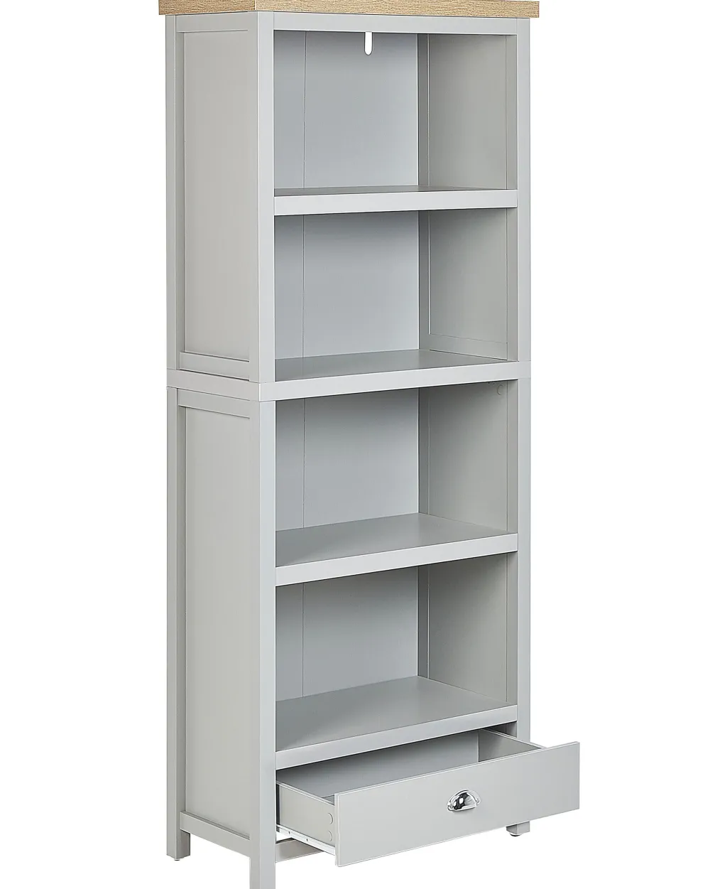 Säilytys<Beliani Kirjahylly 4 Hyllya Laatikko Vaaleanharmaa/Vaalea Puu Clio