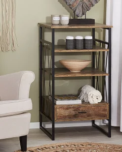 Sale Beliani Kirjahylly 3 Hyllya Laatikko Tumma Puu Keene