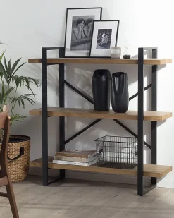 Säilytys<Beliani Kirjahylly 3 Hyllya Tumma Puu Timber