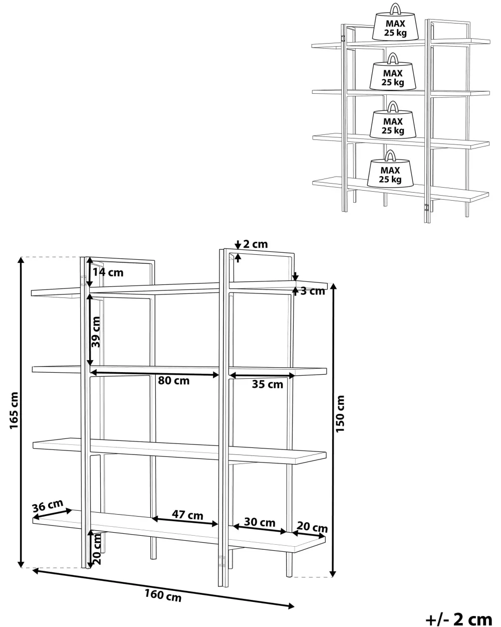 Säilytys<Beliani Kirjahylly 4 Hyllya Tumma Puu Compton