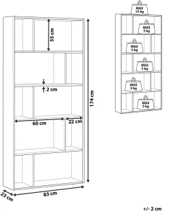 Discount Beliani Kirjahylly 5 Hyllya Tumma Puu/Valkoinen Orilla