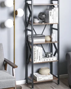 Säilytys<Beliani Kirjahylly 5 Hyllya Tumma Puu/Musta Dale