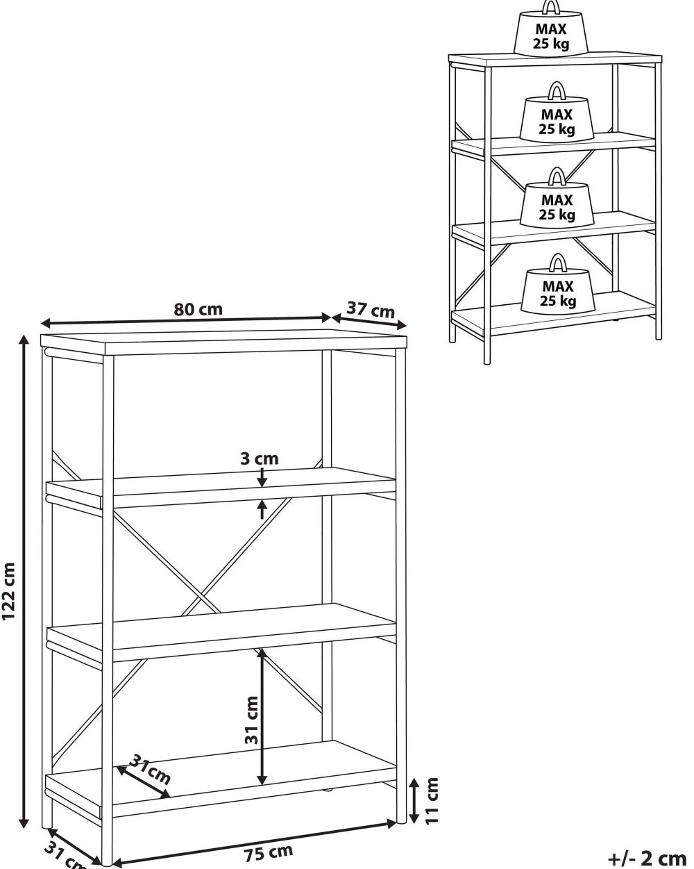 Säilytys<Beliani Kirjahylly 3 Hyllya Tumma Puu Brisbane