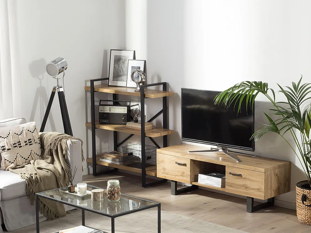 Säilytys<Beliani Kirjahylly 3 Hyllya Vaalea Puu Timber