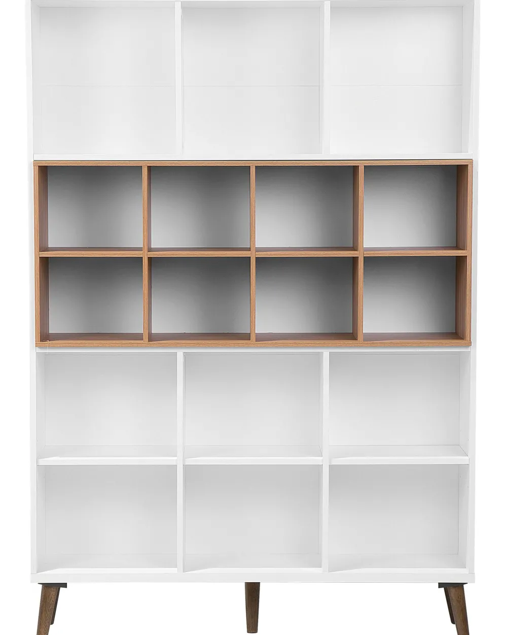 Säilytys<Beliani Kirjahylly 17 Hyllya Valkoinen/Tumma Puu Alloa