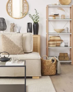 Säilytys<Beliani Kirjahylly 4 Lasihyllya Valkoinen/Vaalea Puu Jenks