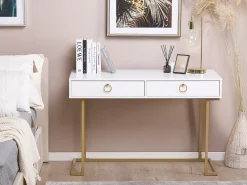 Säilytys<Beliani Konsolipoyta 2 Laatikkoa Valkoinen/Kulta Westport